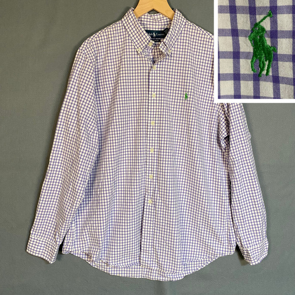 Lauren Ralph Lauren Other - Ralph Lauren Mens Button Up Shirt Size XL Pony Custom Fit Purple Plaid Preppy